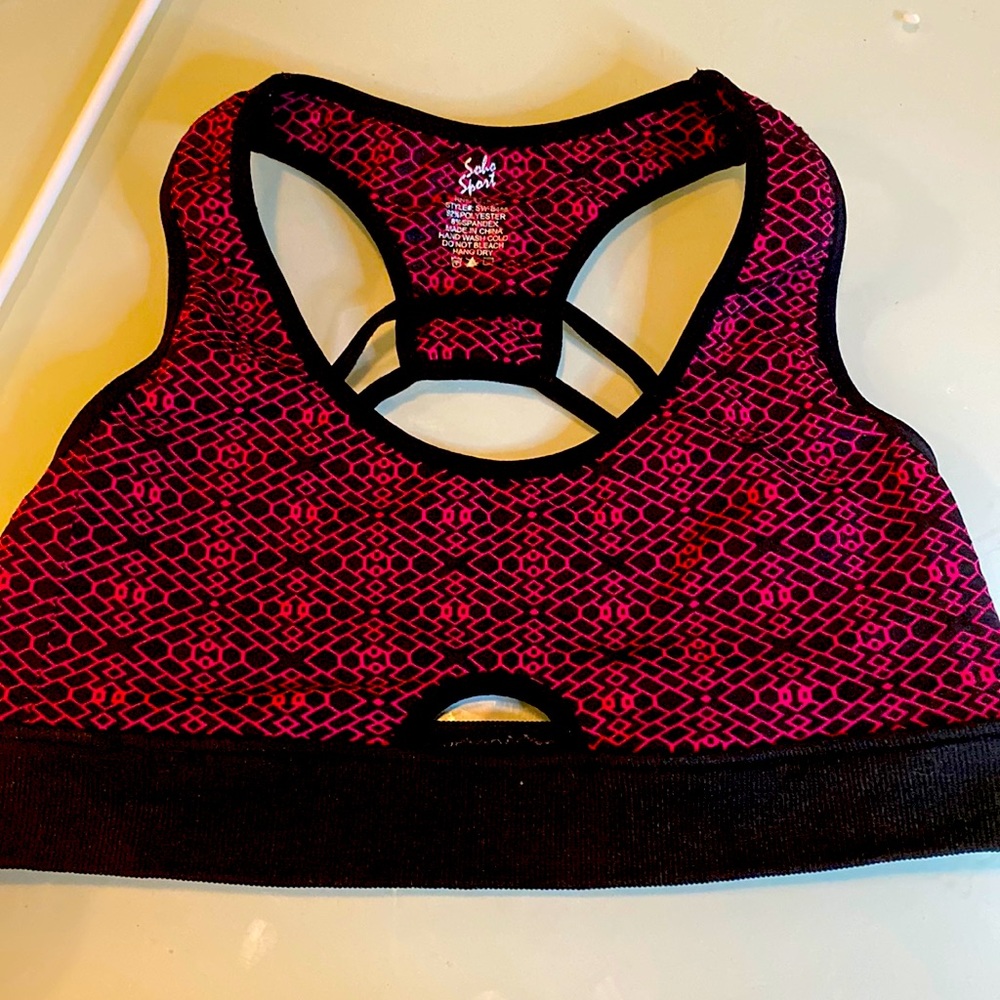 Pink and black sports bra size small